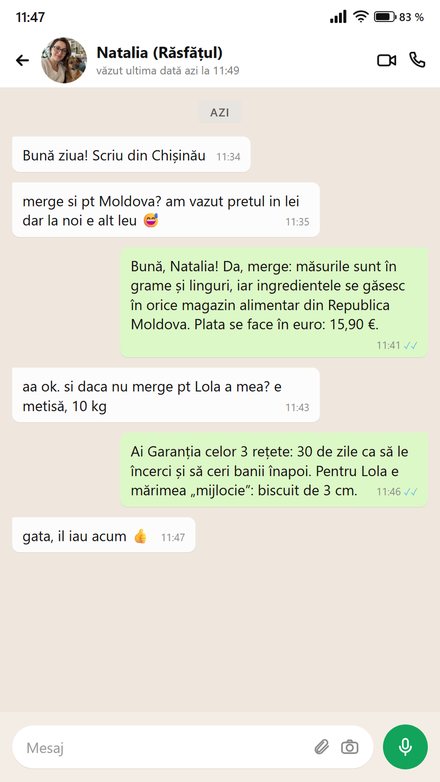 O clientă din Chișinău întreabă dacă plătește în euro